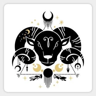 Black and Gold Zodiac Sign ARIES Magnet